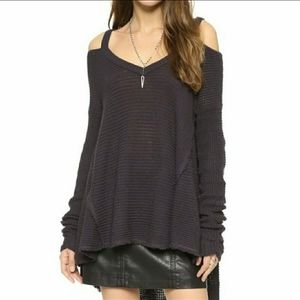 Free People Moonshine V-Neck Cold Shoulder Sweater